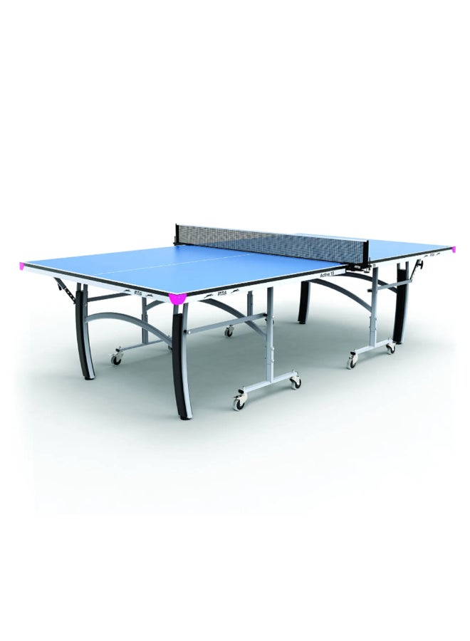 ستاج ستاغ طاولة تنس الطاولة قابلة للطي بسطح علوي أملس مضاد للتوهج وعجلات قابلة للقفل أزرق وأبيض 76 x 152 x 274 سم SG-ACT19 - Image 1