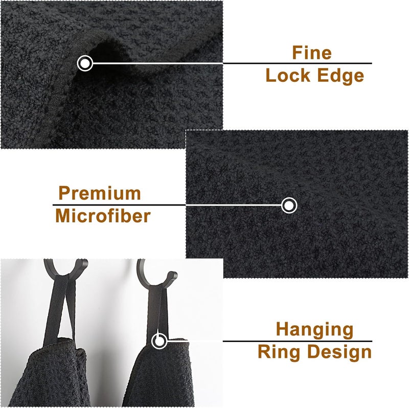 VIVOTE 2 Pack Microfiber Kitchen Towels, Super Absorbent & Quick Drying, Waffle Texture, Black, 50x70cm, 380gsm - Image 4