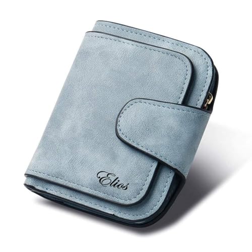 Elios Compact Soft PU Leather Ladies Small Pocket Wallet RFID Blocking Credit Card Holder Organizer Purse for Women and Girls with 6 Card Slots Light Blue - Image 1