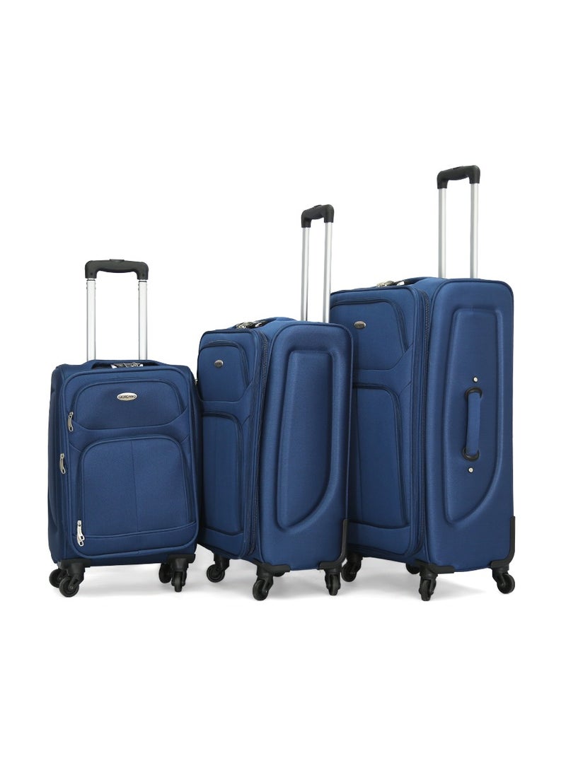 GIORDANO - Giordano Softside  Luggage Trolley 3 PCS Set ,Blue - Image 1