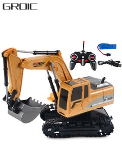 GROIC Remote Control Excavator Toy Truck RC Excavator with Metal Shovel Lights Sounds Rechargable Engineering Sand Digger Construction Vehicle Toy Gift for Boys Girls Kids & Children  - Image 1