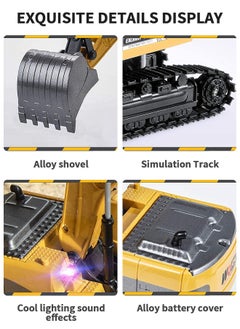 GROIC Remote Control Excavator Toy Truck RC Excavator with Metal Shovel Lights Sounds Rechargable Engineering Sand Digger Construction Vehicle Toy Gift for Boys Girls Kids & Children  - Image 3