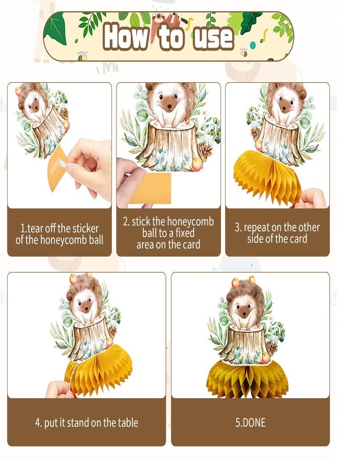 Kreyfer 10-Piece Woodland Baby Shower Honeycomb Centerpieces with Welcome Baby Banner - Forest Animals Table Decorations for Baby Shower, Gender Reveal, Birthday Parties, and Rustic Woodland Theme Decor - Image 4