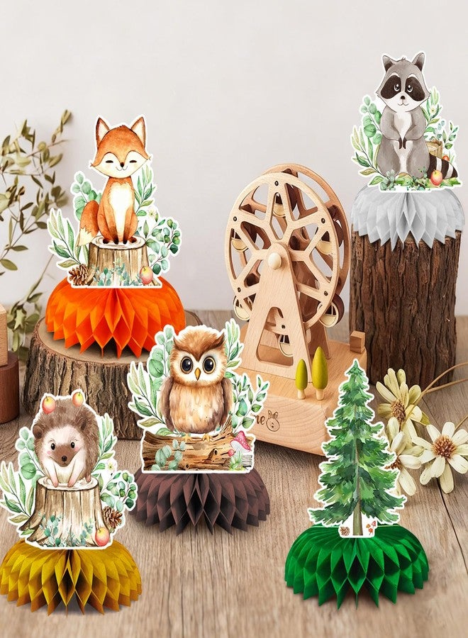 Kreyfer 10-Piece Woodland Baby Shower Honeycomb Centerpieces with Welcome Baby Banner - Forest Animals Table Decorations for Baby Shower, Gender Reveal, Birthday Parties, and Rustic Woodland Theme Decor - Image 3
