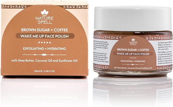 Nature Spell Brown Sugar Coffee Face Scrub Exfoliator 100ml Exfoliates Dead Skin Cells Reduces Inflammation For Softer Smoother Skin Made In The UK - Image 1