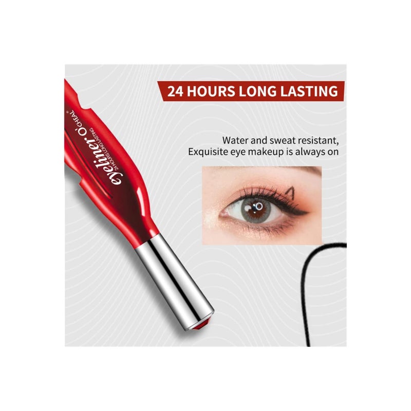 SOLARAE 2 Pcs Waterproof Liquid Eyeliner, Super Slim Eyeliner Pencil Long-Lasting Liquid Eyeliner Quick Drying Eyeliner Smooth Gliding Eyeliner Smudgeproof Liquid Eyeliner All Day Wear Liquid Eyeliner - Image 2