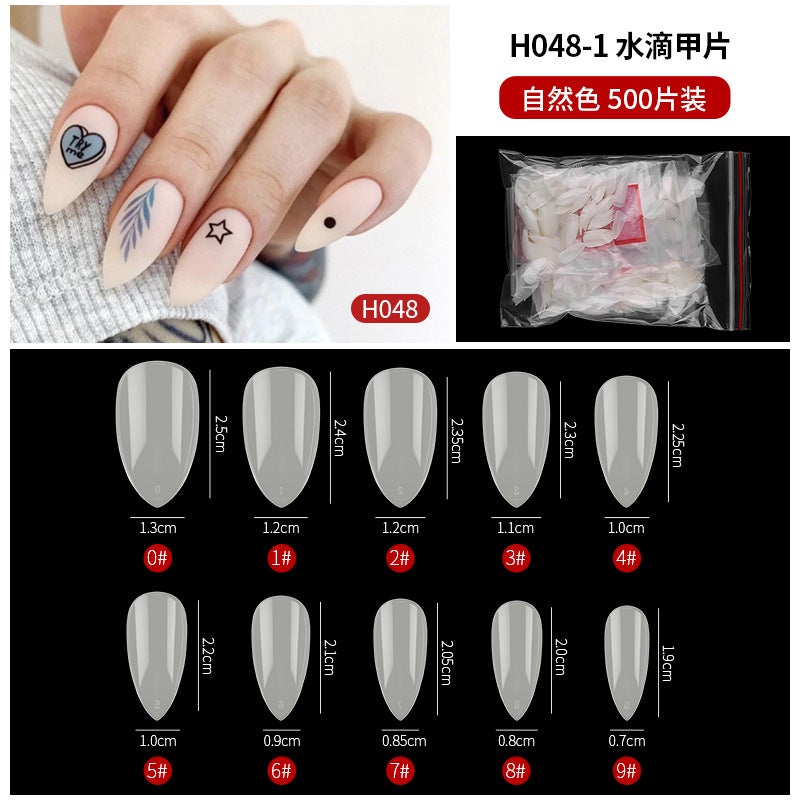 Generic hot-cut nail art natural transparent fake nail extension patch nail shop special nail art factory wholesale6# water drop nail (natural color) 6# water drop nail (natural color)