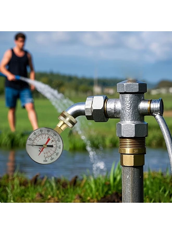 1pc Stainless Steel Garden Pressure Gauge Water Pressure Tester Irrigation Tool - Image 2
