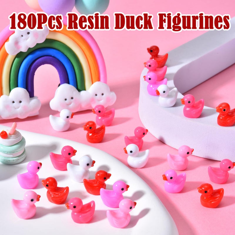 PAPPYN-A 180 Pcs Valentine's Day Resin Mini Ducks Red Pink White Valentines Day Tiny Resin Animals Bulk Miniature Figures for Micro Garden Landscape Decoration DIY Craft Party Favors - Image 4