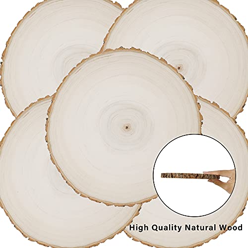 Prsildan 4 Pack Large Wood Circle Slices, 8 to 10 Inches DIY Unfinished Wood Table Centerpieces, Natural Rustic Round Crafts for Indoor Christmas Wedding Party Décor - Image 4