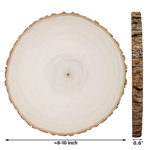 Prsildan 4 Pack Large Wood Circle Slices, 8 to 10 Inches DIY Unfinished Wood Table Centerpieces, Natural Rustic Round Crafts for Indoor Christmas Wedding Party Décor - Image 2