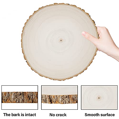 Prsildan 4 Pack Large Wood Circle Slices, 8 to 10 Inches DIY Unfinished Wood Table Centerpieces, Natural Rustic Round Crafts for Indoor Christmas Wedding Party Décor - Image 3