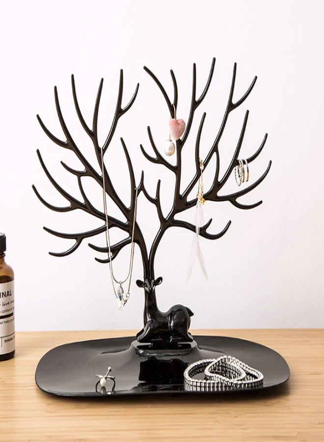 DeoDap Deer Jewelry Holder Deer Tree Jewelry Tower Stand for Earrings Necklace Jewelry Organizer Display (Random Color) - Image 2