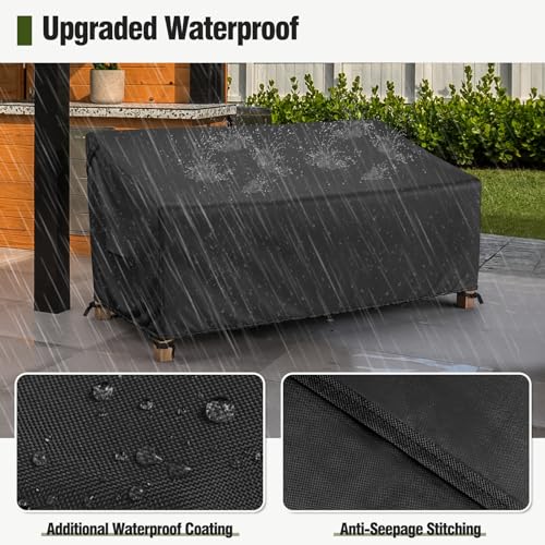 MR. COVER 3-Seater Outdoor Couch Cover Waterproof, 80 Inch Patio Furniture Cover for Sofa, Heavy Duty Polyester & Double-Stitched Seams, Classic Black - Image 4