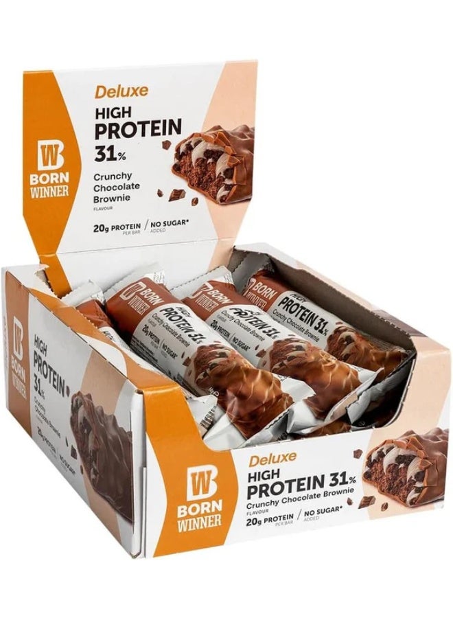 Born Winner Protein Bar 1 Box (12 Bars × 64g) / Crunchy Chocolate Brownie – 20g Protein Per Bar, High Protein Crispy Multi-Layer Bar, No Added Sugar, Great for Muscle Recovery, Energy & Healthy Snacking - Image 1
