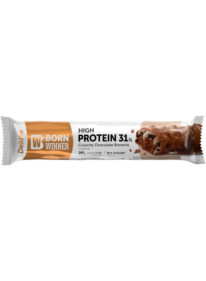 Born Winner Protein Bar 1 Box (12 Bars × 64g) / Crunchy Chocolate Brownie – 20g Protein Per Bar, High Protein Crispy Multi-Layer Bar, No Added Sugar, Great for Muscle Recovery, Energy & Healthy Snacking - Image 2