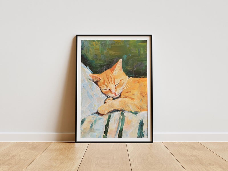 TNESSENTIAL Sleeping Cat Print - Ginger Cat Artwork, Orange Cat Painting, Cat Wall Art, Cat Poster, Cat Print, Sleeping Cat Painting, Cat Lover Gift - Image 4