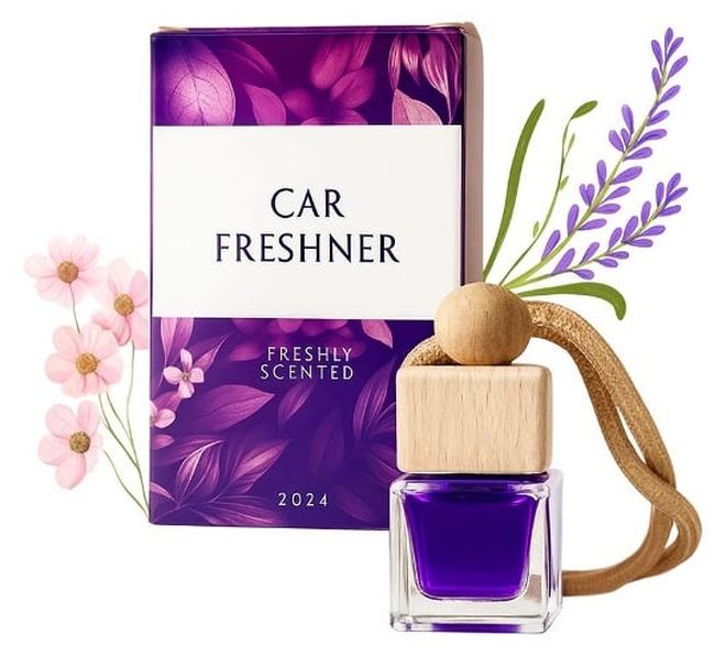 Car Perfume | Car Freshener | Car Hanging Perfume | Car Diffuser 10 Ml, Purple Floral, Fruity Fragrance. Car Accessories Deodorizer - Image 1