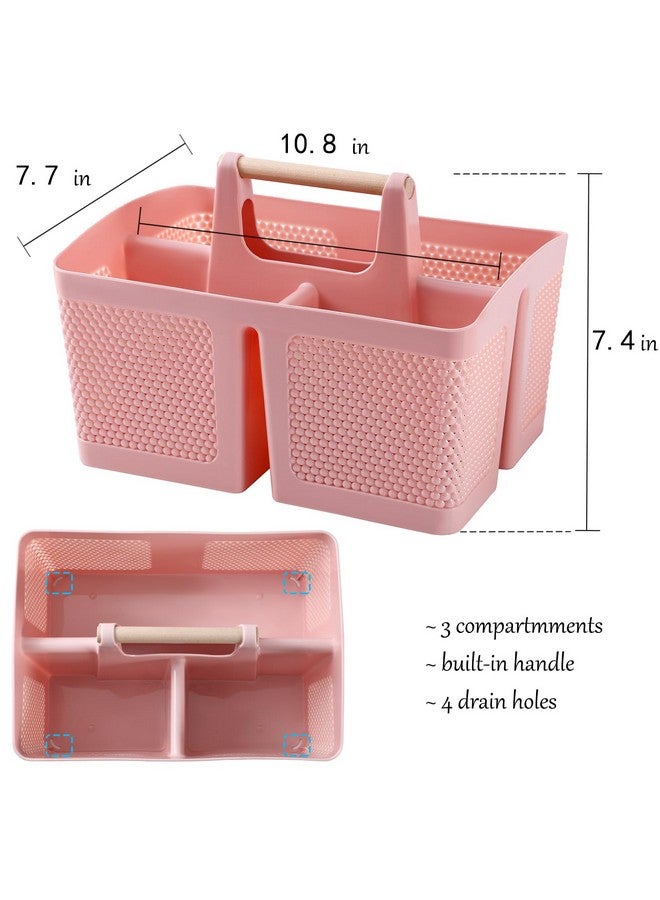 rejomiik rejomiik Portable Shower Caddy Basket Plastic Cleaning Caddy Organizer Storage Tote with Handle for Bathroom, College, Dorm Room Essentials, Pink  - Image 3