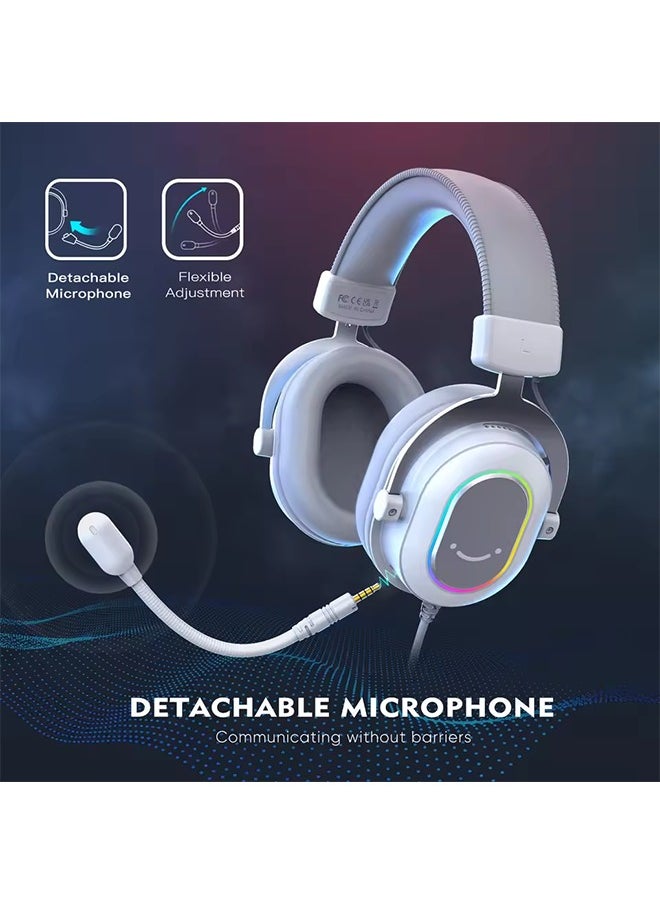 فيفين سماعة ألعاب FIFINE RGB مع صوت محيطي 7.1/3-EQ/MIC، سماعة رأس فوق الأذن مع تحكم مدمج للكمبيوتر الشخصي PS4 PS5 Ampligame-H6W  - Image 2