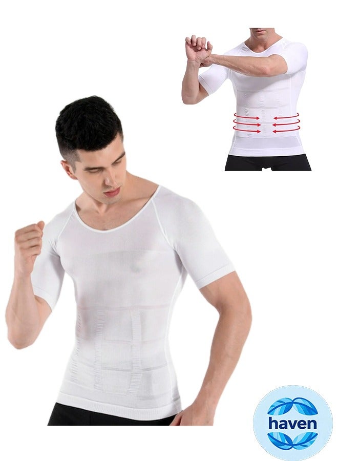 HAVEN Men's Slim Body Compression Shaper to Tighten and Coordinate the Abdominal Area，Tummy Control Undershirts - Change in Seconds White，SIZE M - Image 1