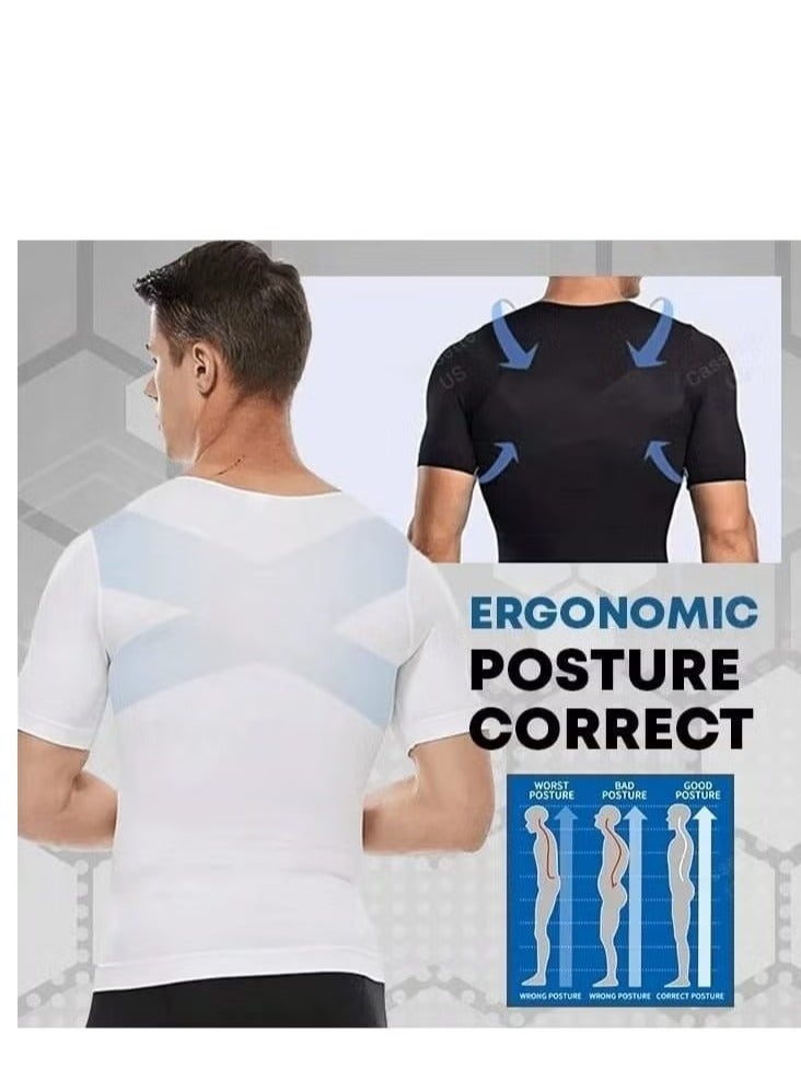 HAVEN Men's Slim Body Compression Shaper to Tighten and Coordinate the Abdominal Area，Tummy Control Undershirts - Change in Seconds White，SIZE M - Image 5