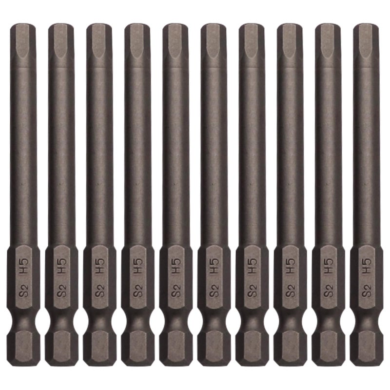 Sipery 10Pcs Hex Head Allen Wrench Drill Bits H5 (5mm) S2 Steel Magnetic Hexagon Hex Head Screwdriver Bits 1/4 Inch Quick Release Shank 3 Inch Long Drill Bit