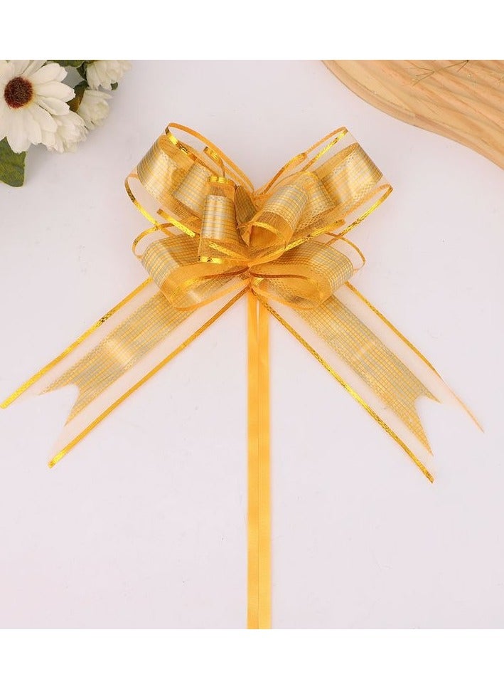 Pull Flower Ribbon for Gift Wrapping Elegant Bow Knit Ribbon String for Birthdays, Weddings, Anniversaries, and Special Occasions Assorted Color 10Pcs（yellow&green） - Image 3
