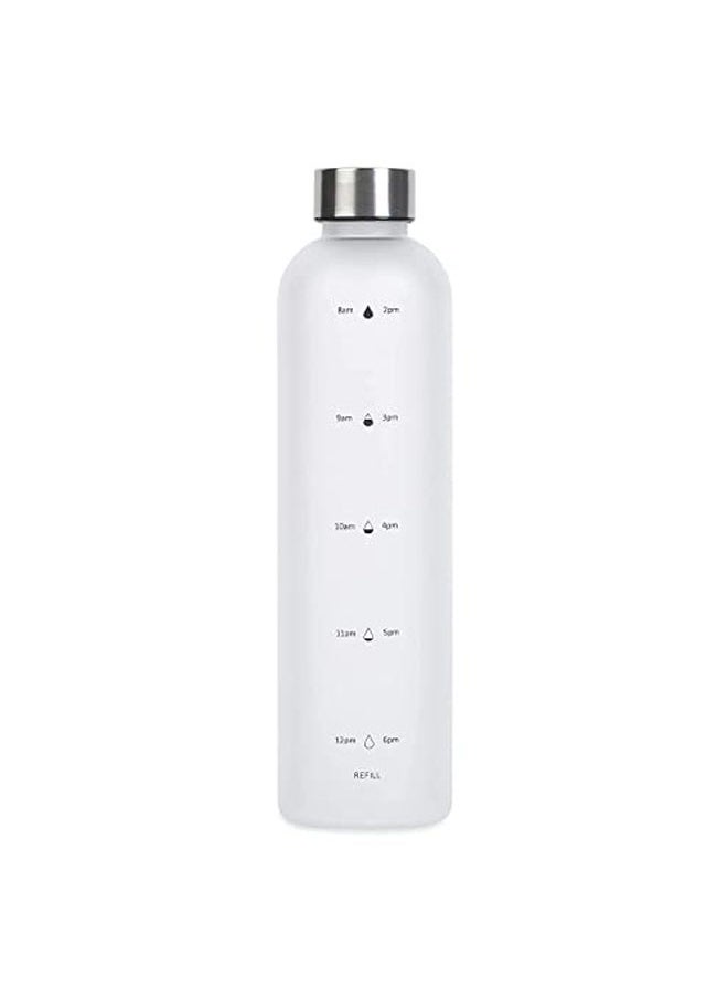 TYCOM Drinking Water Bottle With Time Marker - 1L Leak-Proof, Bpa Free, Motivational Reusable 32Oz Water Bottles With Times To Drink - Ideal For Fitness, Sports, Travel, Gym, & Outdoor (White)  - Image 1