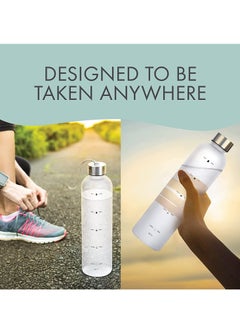TYCOM Drinking Water Bottle With Time Marker - 1L Leak-Proof, Bpa Free, Motivational Reusable 32Oz Water Bottles With Times To Drink - Ideal For Fitness, Sports, Travel, Gym, & Outdoor (White)  - Image 3