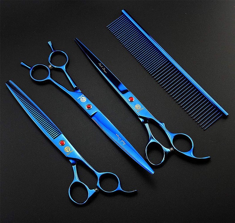 Purple Dragon 8.0" Titanium Multicolor Professional Pet Grooming Scissors Set,Straight & Thinning & Curved Scissors Shear with Bag for Dog Cat Grooming - Image 5