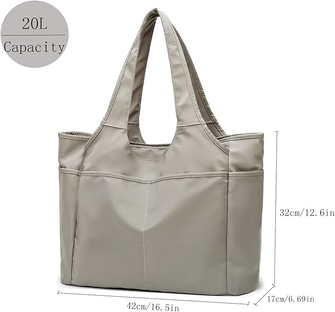 Voroly Tote Bag Women Casual Handbag Shoulder Bag Purses with Zipper and Pockets for Work School Gym Travel Shopping (GREY) - Image 3