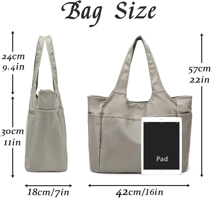 Voroly Tote Bag Women Casual Handbag Shoulder Bag Purses with Zipper and Pockets for Work School Gym Travel Shopping (GREY) - Image 4