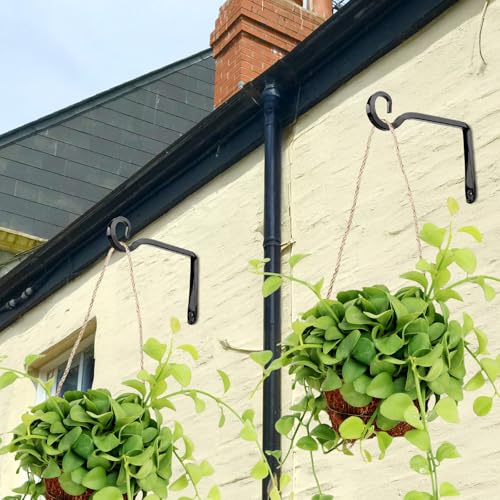 MOWPOG Plant Hangers Outdoor, 2 Pack 6 Inch Hanging Plant Bracket, Metal Hanging Plant Hooks, Wall Hooks for Hanging Plants, Bird Feeder, Flower Basket, Wind Chimes, Indoor Outdoor (Black) - Image 4