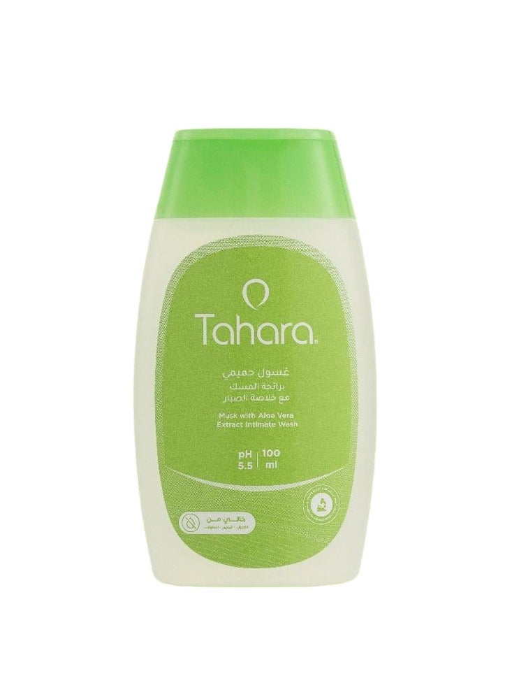 طهارة غسول حميمي للعناية اليومية تنظيف أنثوي يومي متوازن بدرجة الحموضة لطيف لا يسبب الحساسية ١٠٠ مل - 100 مل ومناديل نسائية برائحة المسك الطبيعية مع خلاصة الصبار للمناطق الحساسة والحميمية 20 قطعة - Image 2