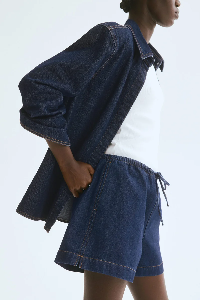 H&M Denim drawstring shorts
