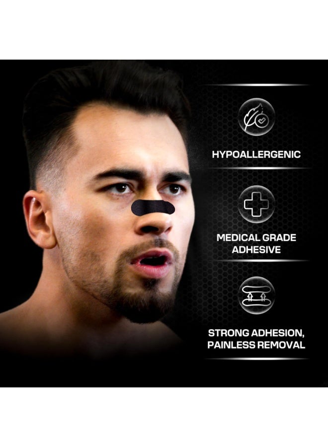 إي وورلد شرائط الأنف للتنفس (30 قطعة) | شرائط أنفية قوية باللون الأسود | لاصق مقاوم للعرق والزيوت | لتقليل الشخير وتحسين النوم | تصميم عريض ومقاس عالمي - Image 3