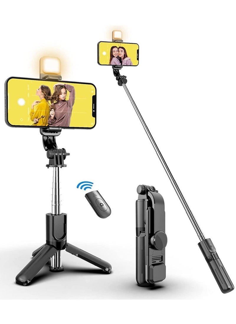 Raxoom Selfie Stick,Extendable Selfie Stick Tripod，With wireless remote control and fill light，Compact Size & Lightweight with All Cell Phone - Image 1