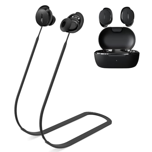 TUDIOW Anti-Lost Strap for New Bose QuietComfort Earbuds(2024) Ultra Strong Anti-Slip Sports Soft Silicone Lanyard Accessories Compatible with Bose New QuietComfort Earbuds Neck Rope Cord (black) - Image 1