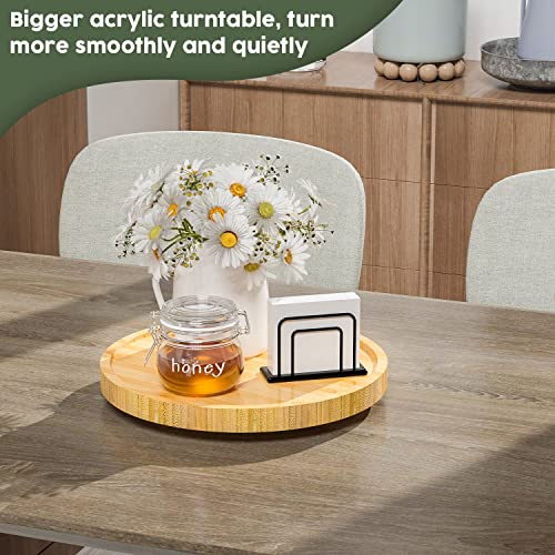 VeyFey Lazy Susan Organizer, 10 Inch Non-Skid Bamboo Turntable Organizer for Salt Pepper Olive Oil and Spices Next to Stove, Wooden Lazy Susan for Table or Kitchen Countertop Organizer - Image 3