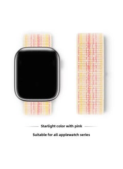 Suitable For Iwatch1-s9 Strap Light Mint/Ocean Blue Nylon Loop Velcro Wristband For Apple Watch Strap-Color:118# Starlight Powder-Specifications:42/44/45/49mm