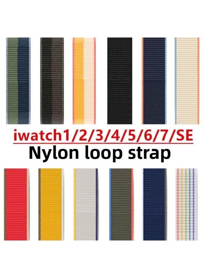 Generic - Suitable For Iwatch1-s9 Strap Light Mint/Ocean Blue Nylon Loop Velcro Wristband For Apple Watch Strap-Color:118# Starlight Powder-Specifications:42/44/45/49mm - Image 1