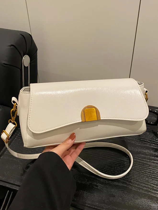 White Faux Leather Crossbody Bag