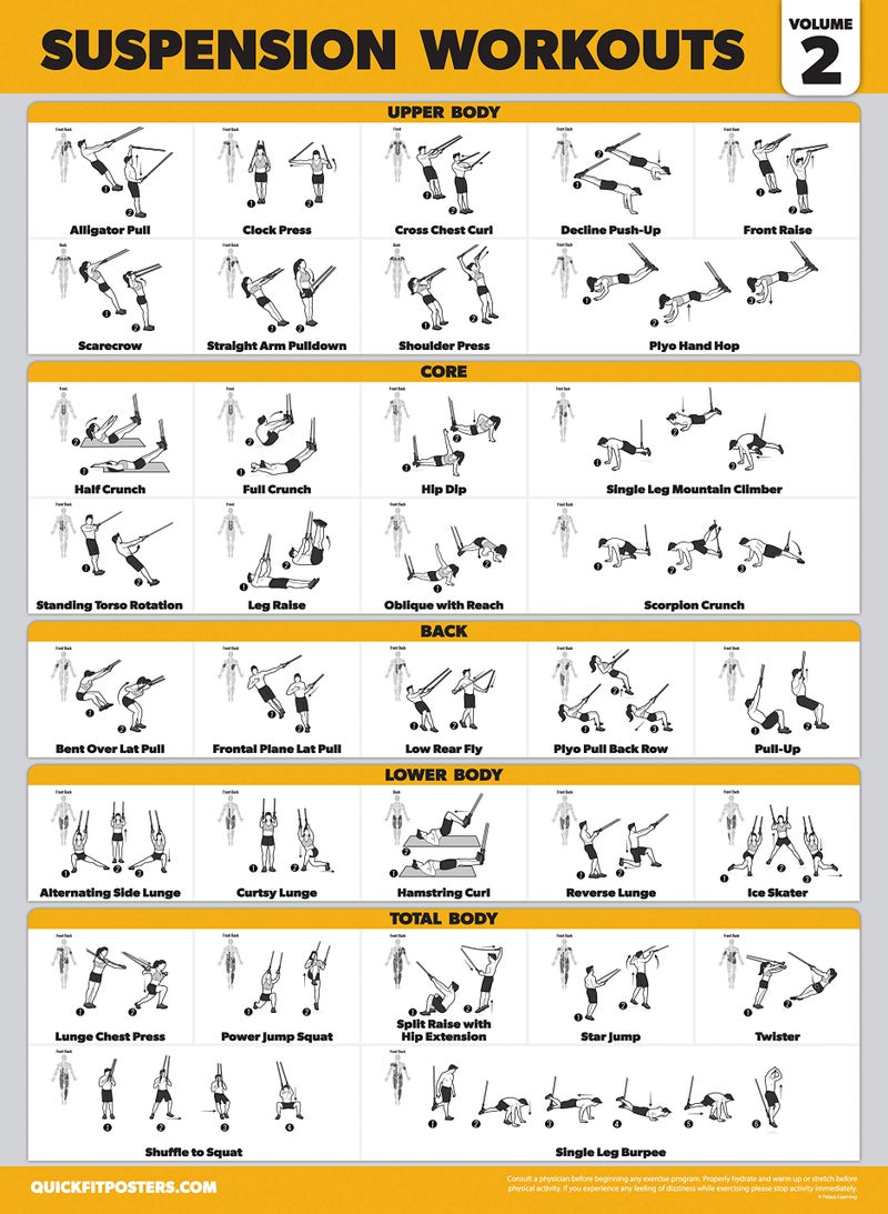 Palace Learning 3 Pack Suspension Workout Posters - Volume 1, 2 & 3 - Exercise Charts (LAMINATED, 18" x 24") - Image 4