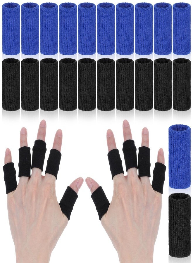 Classicseali 20PCS Finger Compression Sleeve For Swelling,Elastic Finger Sleeves for Arthritis, Outdoor Sports Arthritis Fingers Sleeve, for Basketball and Golf, Black, Blue - Image 1