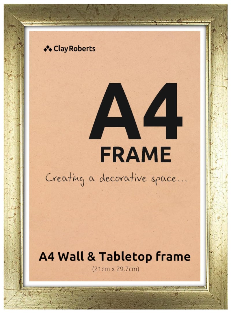 Clay Roberts إطار صور A4 إطار صور ذهبي شهادة طباعة فنية ملصق 21 سم × 297 سم إطارات ذهبية عرض صور A4