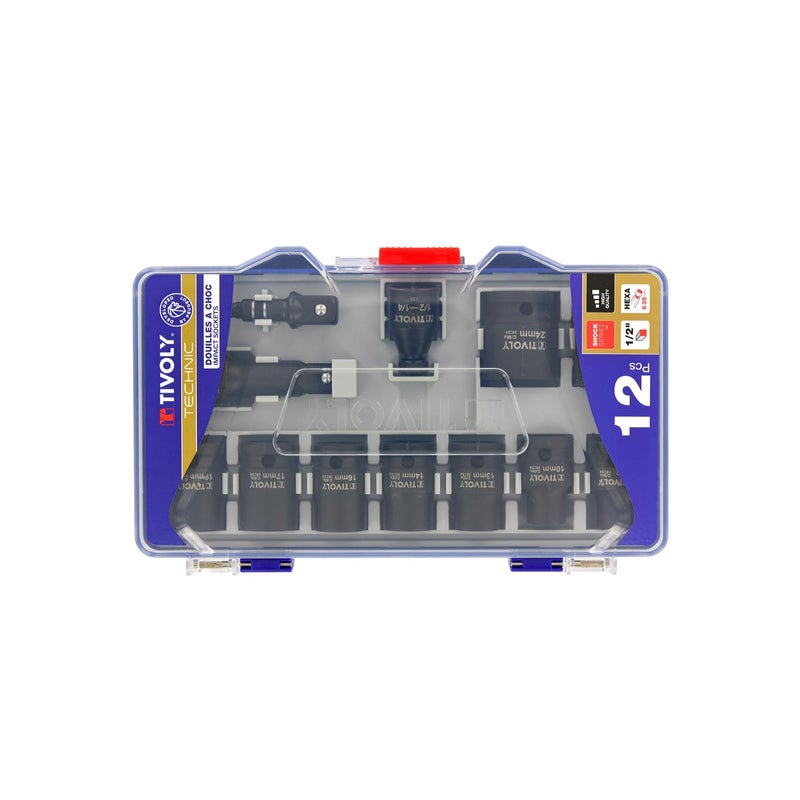 TIVOLY - Impact Socket Set - 9 1/2 Sockets Ø5/16’’ to 59/64’’ + 2 Adapters + 1 Extension - Image 5