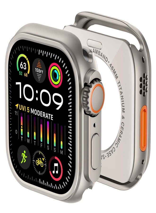 امباند جراب amBand المعدني متوافق مع ساعة Apple Watch Series 10 مقاس 46 مم، واقي متين W1 [حوّله إلى مظهر Ultra 2/1]، إطار صلب مع غطاء خلفي، إكسسوارات أنيقة لساعة iWatch الرجالية، تيتانيوم طبيعي - Image 1