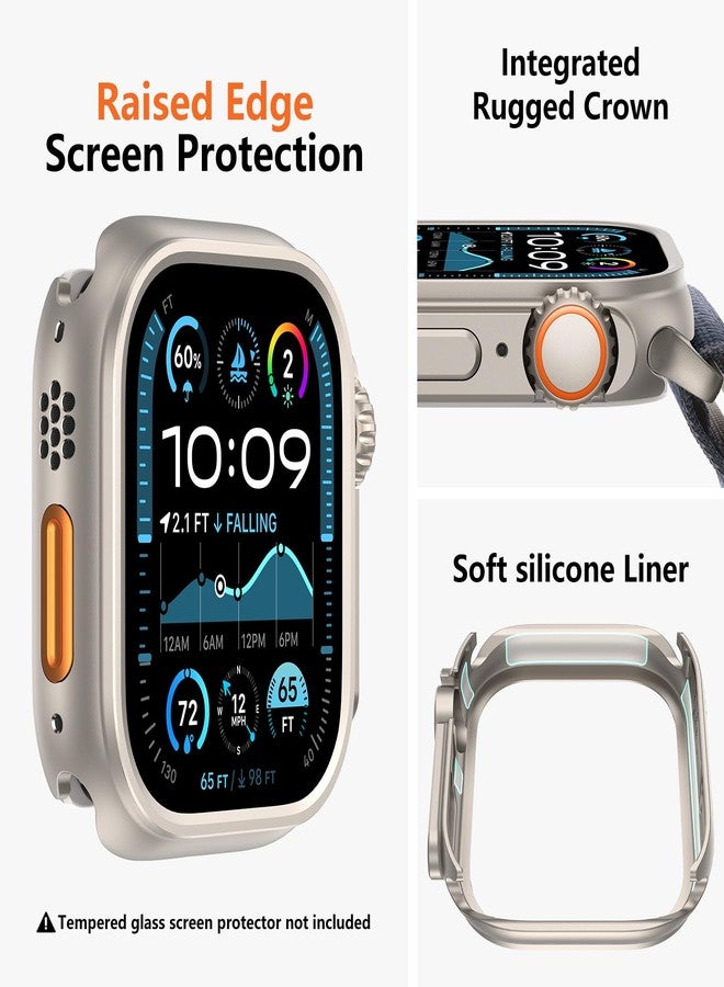 امباند جراب amBand المعدني متوافق مع ساعة Apple Watch Series 10 مقاس 46 مم، واقي متين W1 [حوّله إلى مظهر Ultra 2/1]، إطار صلب مع غطاء خلفي، إكسسوارات أنيقة لساعة iWatch الرجالية، تيتانيوم طبيعي - Image 4
