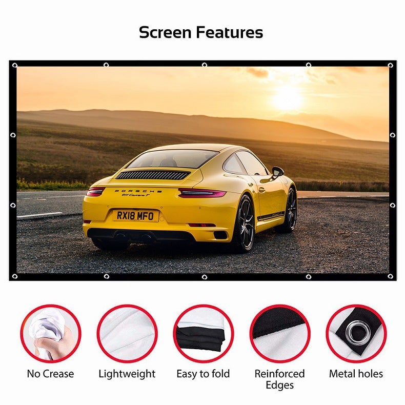 Simple Foldable Polyester Soft Screen Projector Screen For Home Use 100Inch 120Inch Outdoor Movie High-Definition Projection Screen - Image 3